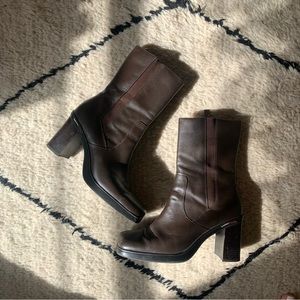 Tommy Hilfiger Brown Square Toe Boots